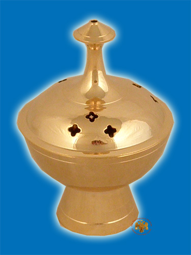 Round Base A Incense Box Brass